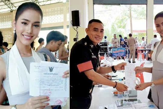 Hoa hậu chuyển giới Thái Lan được khen ngợi khi đi đăng ký nghĩa vụ quân sự