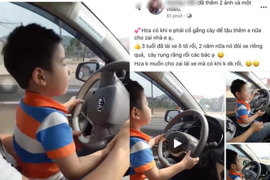 Đăng clip con trai 3 tuổi lái ô tô để khoe của, vợ chồng ở Hà Nội gây phẫn nộ