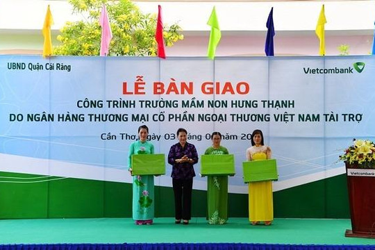 Lễ bàn giao Trường mầm non Hưng Thạnh do Vietcombank tài trợ 5 tỉ đồng 