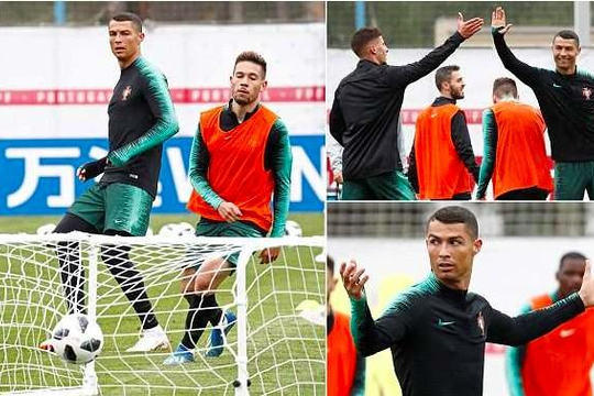 Vừa đến Nga, Ronaldo và tuyển Bồ Đào Nha lao ra sân tập luyện 