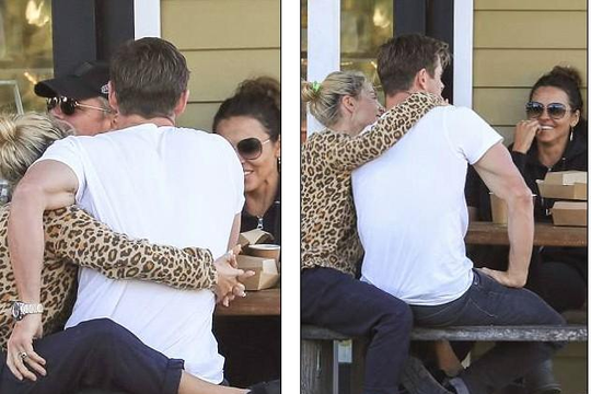 Chris Hemsworth và vợ tình tứ ôm hôn trước mặt bạn bè, con cái 
