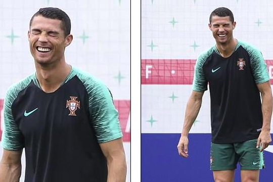 Ronaldo cười tít mắt trước trận gặp Morocco 