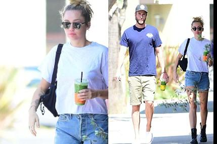 Miley Cyrus khoe chân gầy xuống phố cùng Liam Hemsworth
