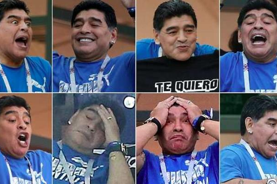 50 sắc thái của Maradona khi chứng khiến cảnh Argentina thảm bại trước Croatia 