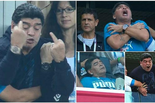 Maradona phải nhập viện sau pha ăn mừng chiến thắng bằng ngón tay thối