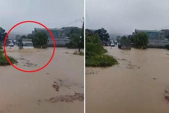 Liều mạng vượt dòng nước lũ, tài xế xe tải nhận cái kết đắng
