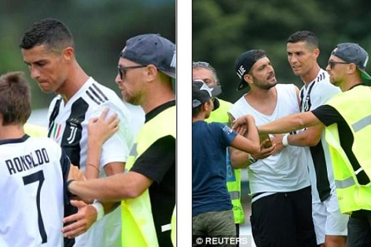 Juventus kết thúc trận đấu sớm 20 phút vì Cristiano Ronaldo bị fan cuồng bủa vây