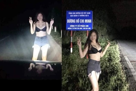 Cô gái mặc nội y đứng trước đầu ô tô nửa đêm trên quốc lộ 21 