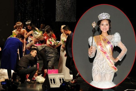 Tân hoa hậu Việt Nam Thế giới 2018 ngất xỉu sau phút đăng quang 