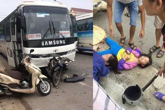 Ô tô chở công nhân Samsung chạy ẩu gây tai nạn kinh hoàng với 3 mẹ con