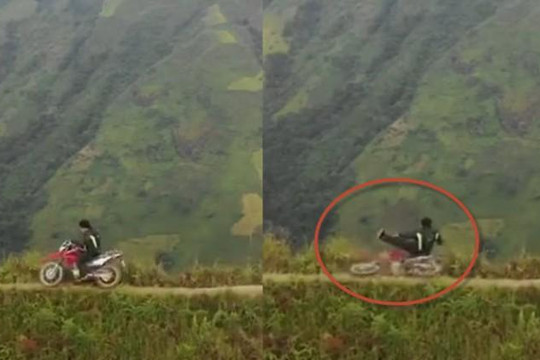Clip phượt thủ té xe máy xuống đỉnh Tà Xùa cao 2.650m