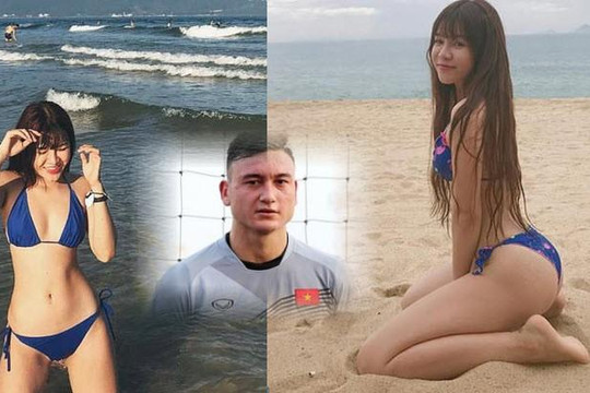 Clip bạn gái tuyển thủ Việt Nam đọ sắc với bikini: Thủ môn Văn Lâm nở mặt