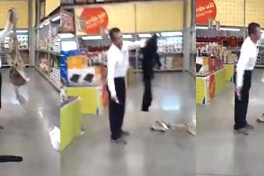 Người đàn ông xứ Trung cầm dao cắt quần áo, chửi nhân viên siêu thị ở Bình Dương