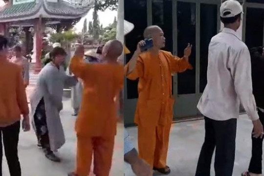 Nhóm phụ nữ mặc đồ Phật tử đập phá chùa ở Vũng Tàu, đánh sư thầy quay video