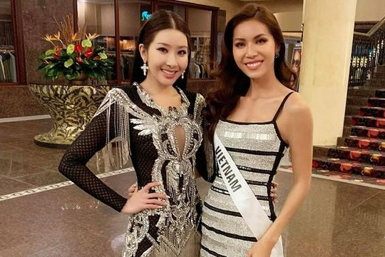 Minh Tú mang áo dài tặng quà sinh nhật cho đương kim Hoa hậu Siêu quốc gia 