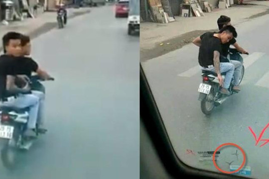 Clip 2 thanh niên xăm trổ đi xe máy rải đinh hại ô tô trên đường Hà Nội 