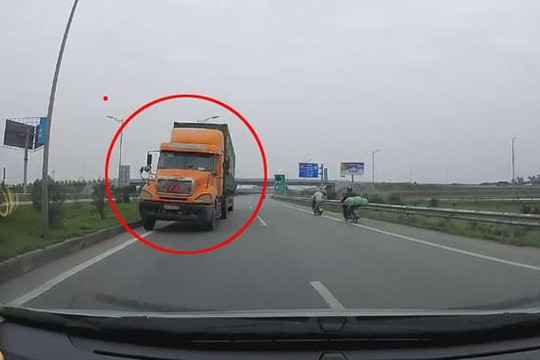Container đi ngược chiều kiểu 'giết người' trên cao tốc Hà Nội - Bắc Giang