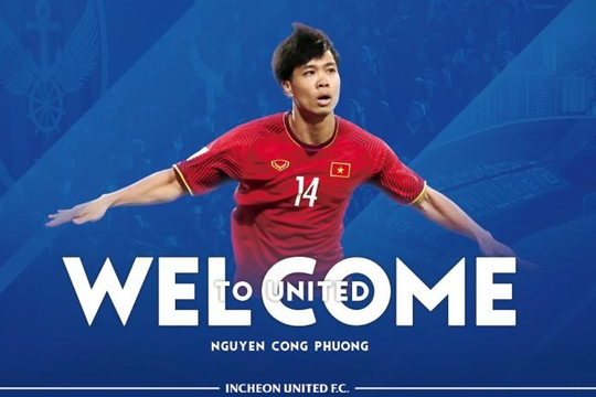 CLB Incheon United chính thức giới thiệu Công Phượng là thành viên đội bóng 