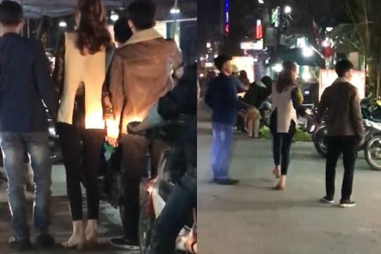 Clip chân dài Thanh Hóa 2 tay dắt 2 chàng trai đi chơi Valentine