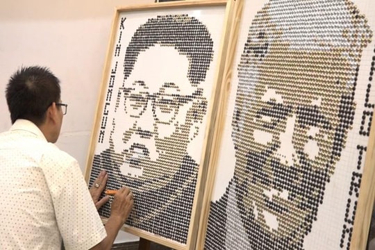 Chân dung hai lãnh đạo Trump và Kim khắc họa từ 7.000 con ốc vít