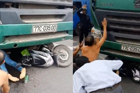 Clip người dân la hét, cản xe tải cán cô gái dừng đèn đỏ ở Khánh Hòa