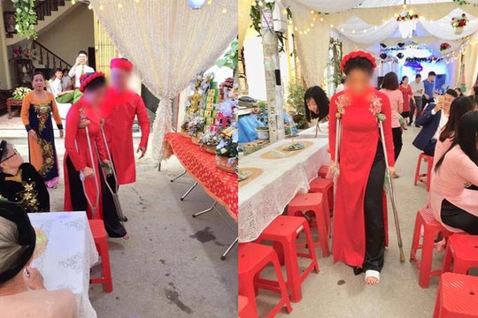 Quang Trung cưới Nguyễn Huệ, cô dâu xinh chống nạng đến hôn lễ vì tai nạn