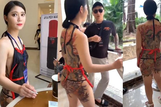 Clip mỹ nữ xăm hình quỷ kín lưng và mông khiến chàng trai chảy nước dãi