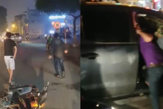 Tông xe máy ở Hà Nội rồi bỏ chạy, tài xế ô tô bị truy đuổi và đấm không trượt phát nào