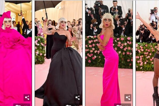 Lột đồ 4 lần trên thảm đỏ Met Gala, Lady Gaga xứng danh là 'nữ hoàng chiêu trò'