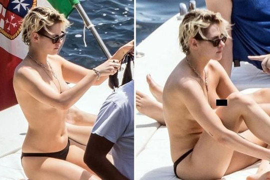 Kristen Stewart phơi ngực trần khi đi chơi biển cùng người yêu đồng giới