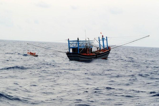 Cứu 7 ngư dân Nghệ An trên tàu cá bị hỏng máy trôi tự do