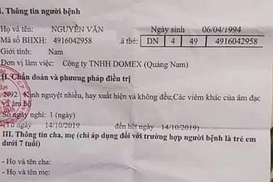 Quảng Nam: Nam thanh niên được bệnh viện chẩn đoán kinh nguyệt nhiều