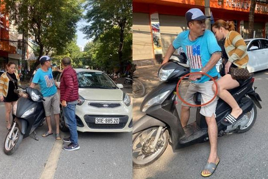 Nghi vấn người đàn ông xăm trổ đấm bể kính ô tô ở Hà Nội tè ra quần