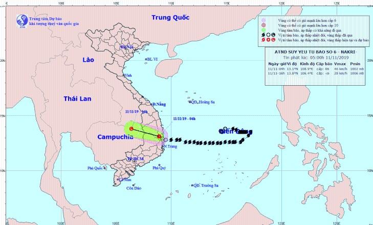 Bão số 6 đổ bộ vào Nam Trung Bộ và suy yếu thành áp thấp nhiệt đới