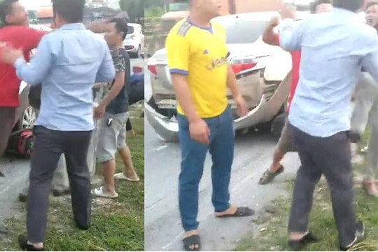Clip tài xế ô tô ở Thanh Hóa ốm đòn vì tông 3 học sinh rồi bỏ chạy, kéo lê xe điện 4km