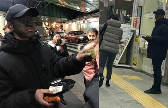 Xuất hiện kẻ mặc đồ đen, bôi đen mặt cầm đĩa xin tiền ở Nhật Bản