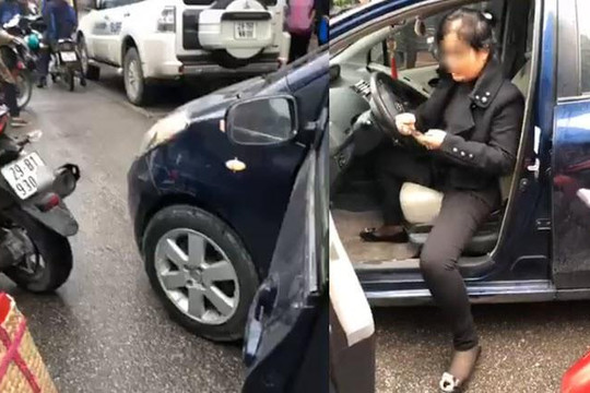 Tông ngã giám đốc chở con gái xinh, nữ tài xế ô tô gây bức xúc vì không xin lỗi
