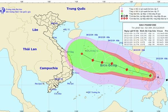 Trong vòng 24 giờ tới, bão có sức gió giật cấp 13 vào Biển Đông