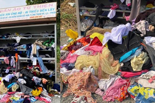 Bức xúc những người lục tung và biến tủ quần áo từ thiện ở TP.HCM thành đống rác