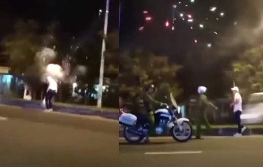 Bị cảnh sát 113 tóm vì đốt pháo hoa giữa đường còn livestream trên Facebook