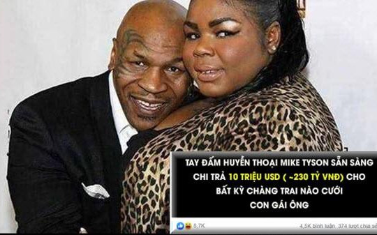 Sự thật chuyện Mike Tyson tặng 230 tỉ đồng cho ai cưới con gái mình?