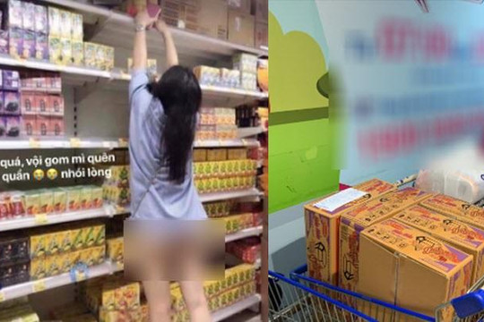 Thực hư ảnh cô gái ở Hà Nội quên mặc nội y đi gom mì tôm ở siêu thị?
