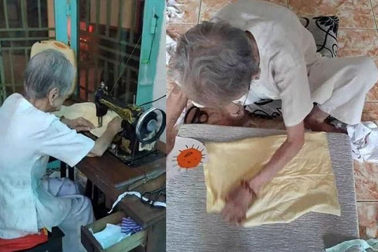 Bà mẹ Việt Nam anh hùng 95 tuổi may hàng trăm khẩu trang hỗ trợ chống COVID-19