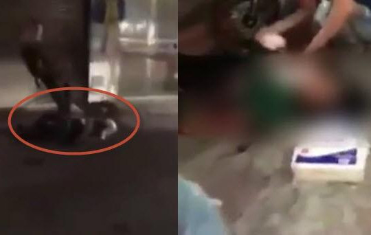 Clip dân đánh gục kẻ đâm bạn gái nhiều nhát vì bị chia tay ở Hà Nội