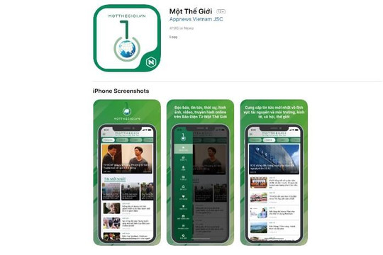 Báo điện tử Một Thế Giới ra mắt ứng dụng trên App Store và Google Play