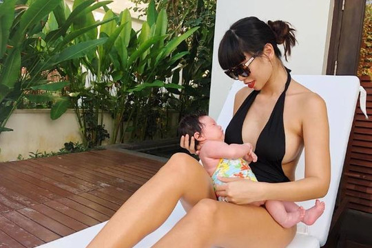 Siêu mẫu Hà Anh khoe vóc dáng nóng bỏng sau hơn 1 tháng sinh con