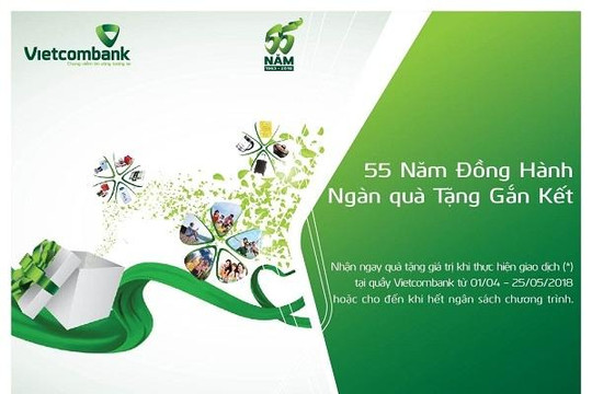 Nhiều ưu đãi hấp dẫn dành cho khách hàng nhân dịp kỷ niệm 55 năm thành lập Vietcombank