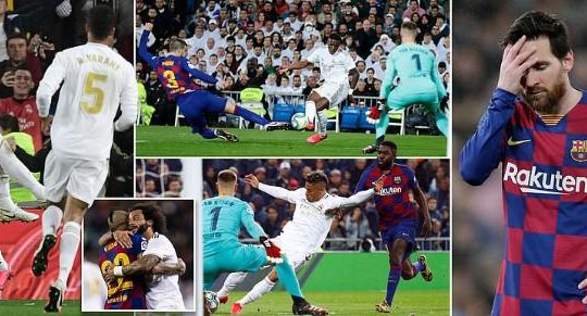 Ronaldo vỗ tay ăn mừng khi Messi ôm đầu, Barca thua thảm Real