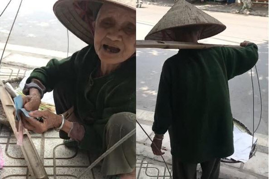 Clip cụ bà hơn 80 tuổi gánh rau đi bán giữa trưa kiếm tiền nuôi con 60 tuổi