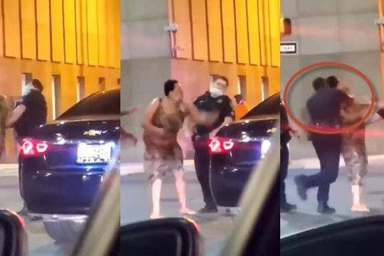 Clip cảnh sát đấm gục người phụ nữ đánh đồng nghiệp bầm mặt